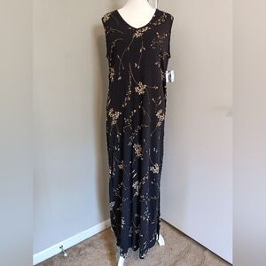Amanda Smith Black and Gold Floral Maxi Dress